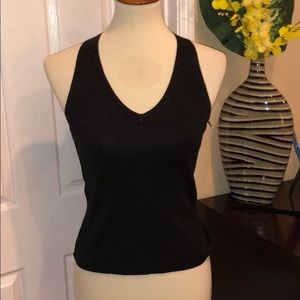 INC BLACK GLITTERY RACERBACK TOP